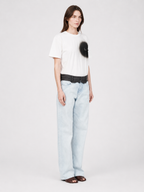 Light Wash Layered-Waist Straight-Leg Jeans