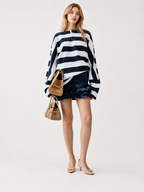 Navy Stripe Oversized Rugby Top