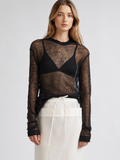 Black Sheer Mesh Long-Sleeve Top