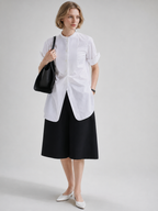 Mandarin Collar Short-Sleeve Shirt
