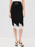 Contrast Lace Trim Midi Skirt