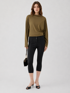 High Waist Slim Fit Cropped Trousers