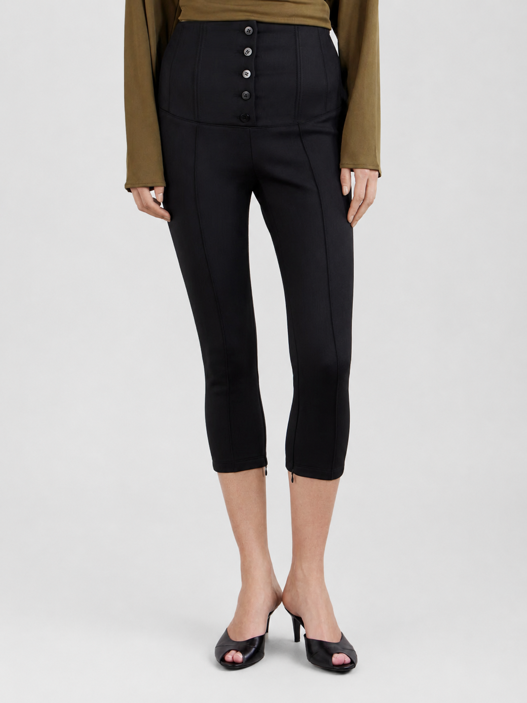 High Waist Slim Fit Cropped Trousers
