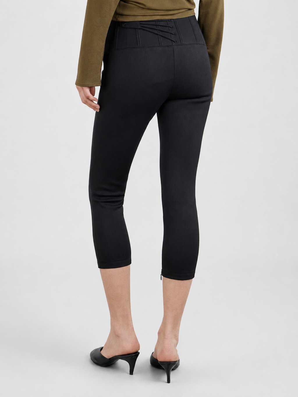 High Waist Slim Fit Cropped Trousers