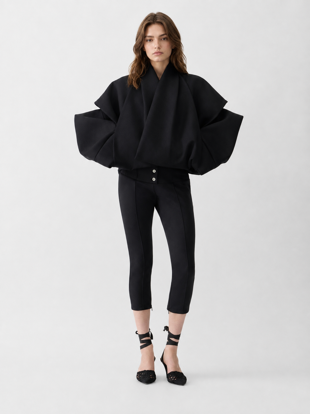 High Waist Slim Fit Cropped Trousers
