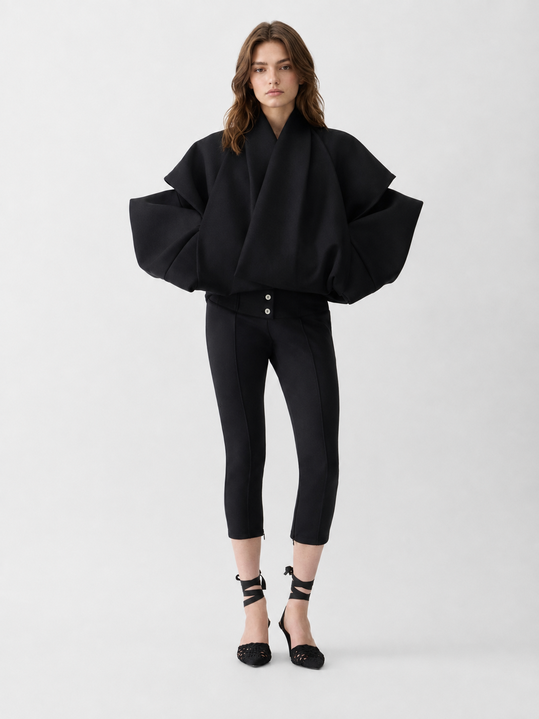 High Waist Slim Fit Cropped Trousers