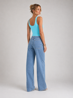 High Waist Wide Leg Light Wash Denim Jeans