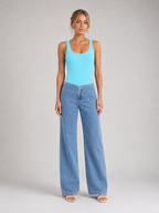 High Waist Wide Leg Light Wash Denim Jeans