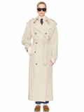 Double-Breasted Belted Long Trench Coat