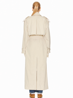 Double-Breasted Belted Long Trench Coat