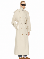 Double-Breasted Belted Long Trench Coat