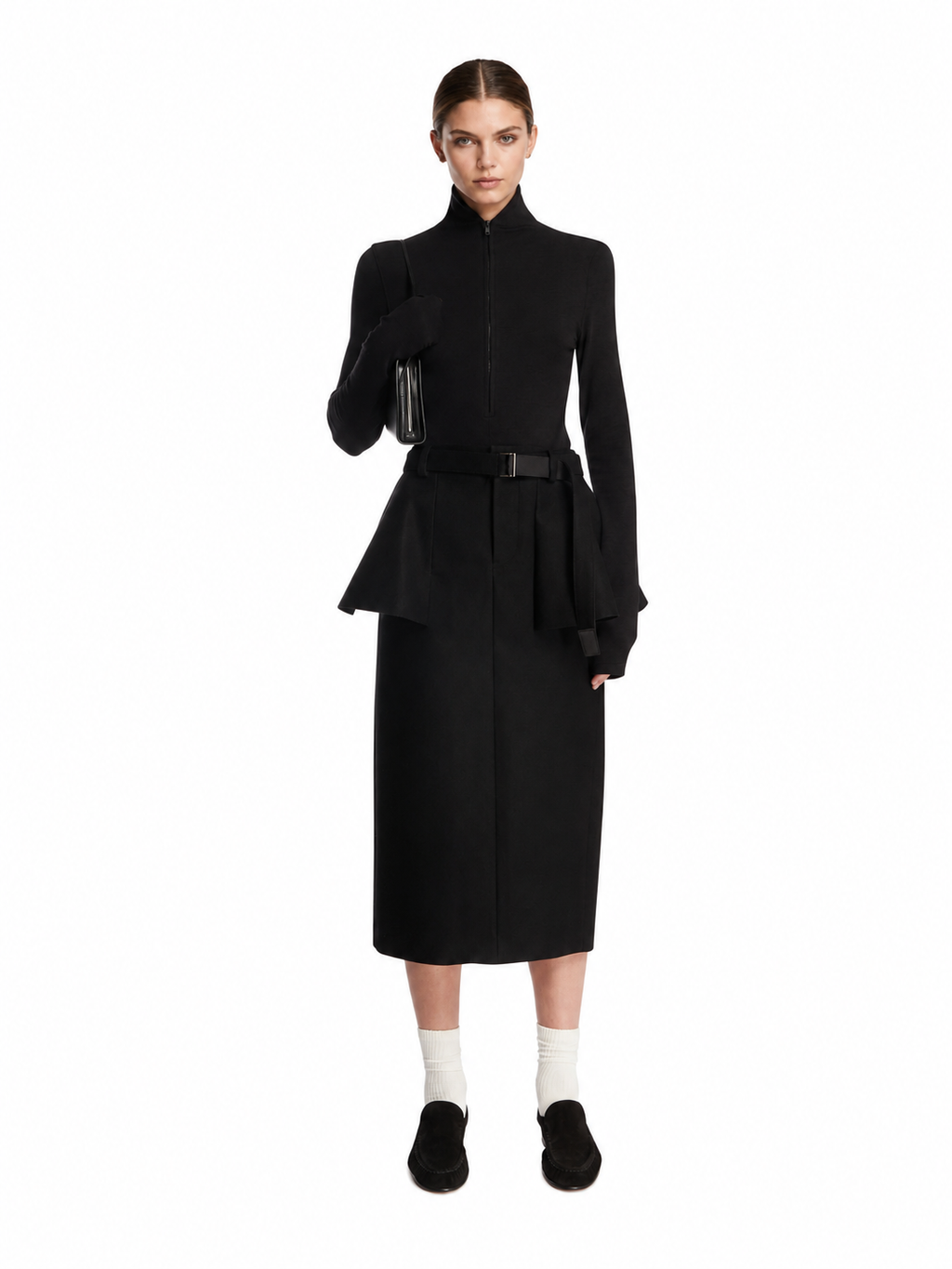 Slim-Fit Half-Zip Mock Neck Knit Top