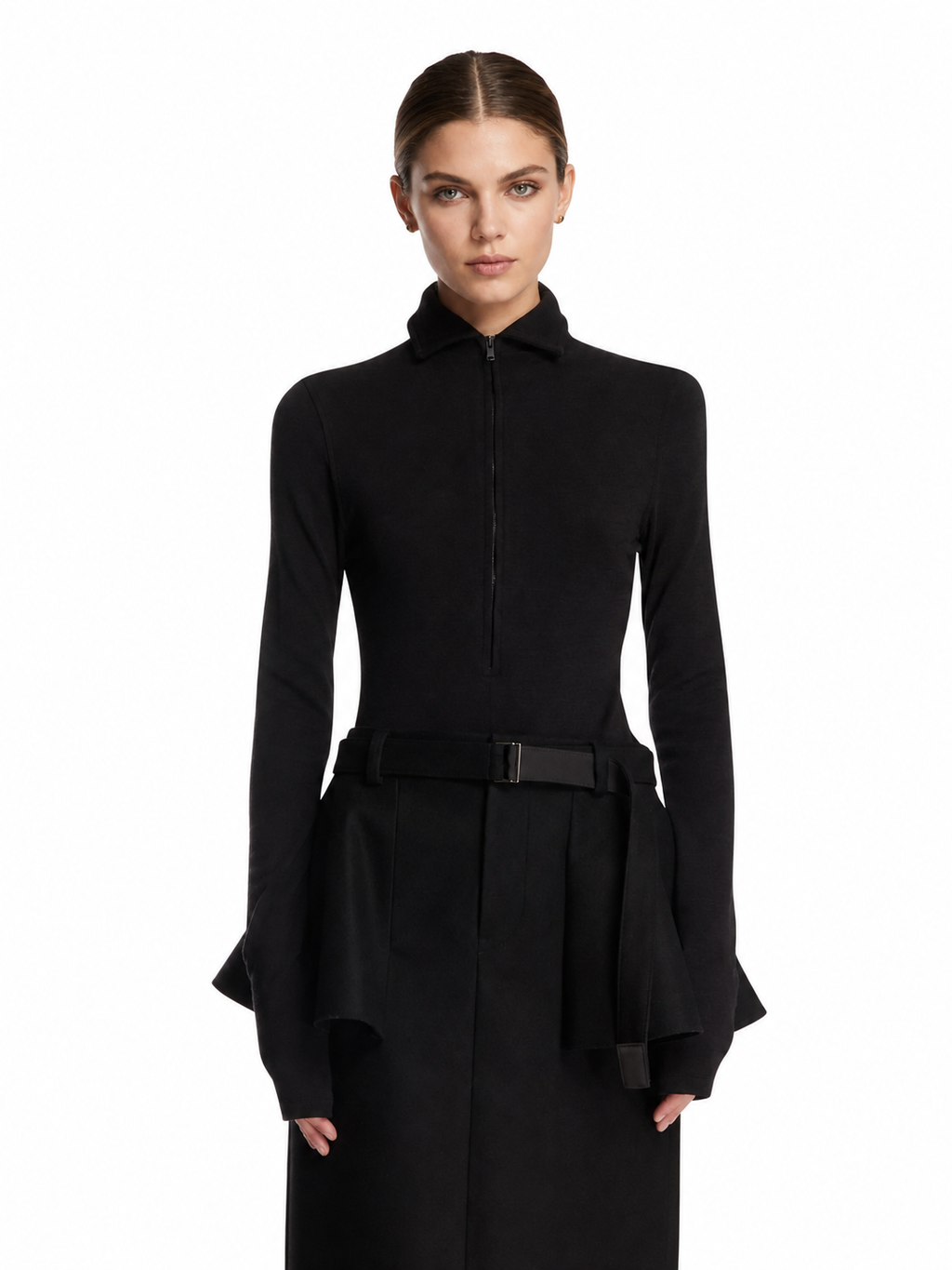 Slim-Fit Half-Zip Mock Neck Knit Top