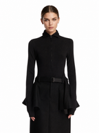 Slim-Fit Half-Zip Mock Neck Knit Top