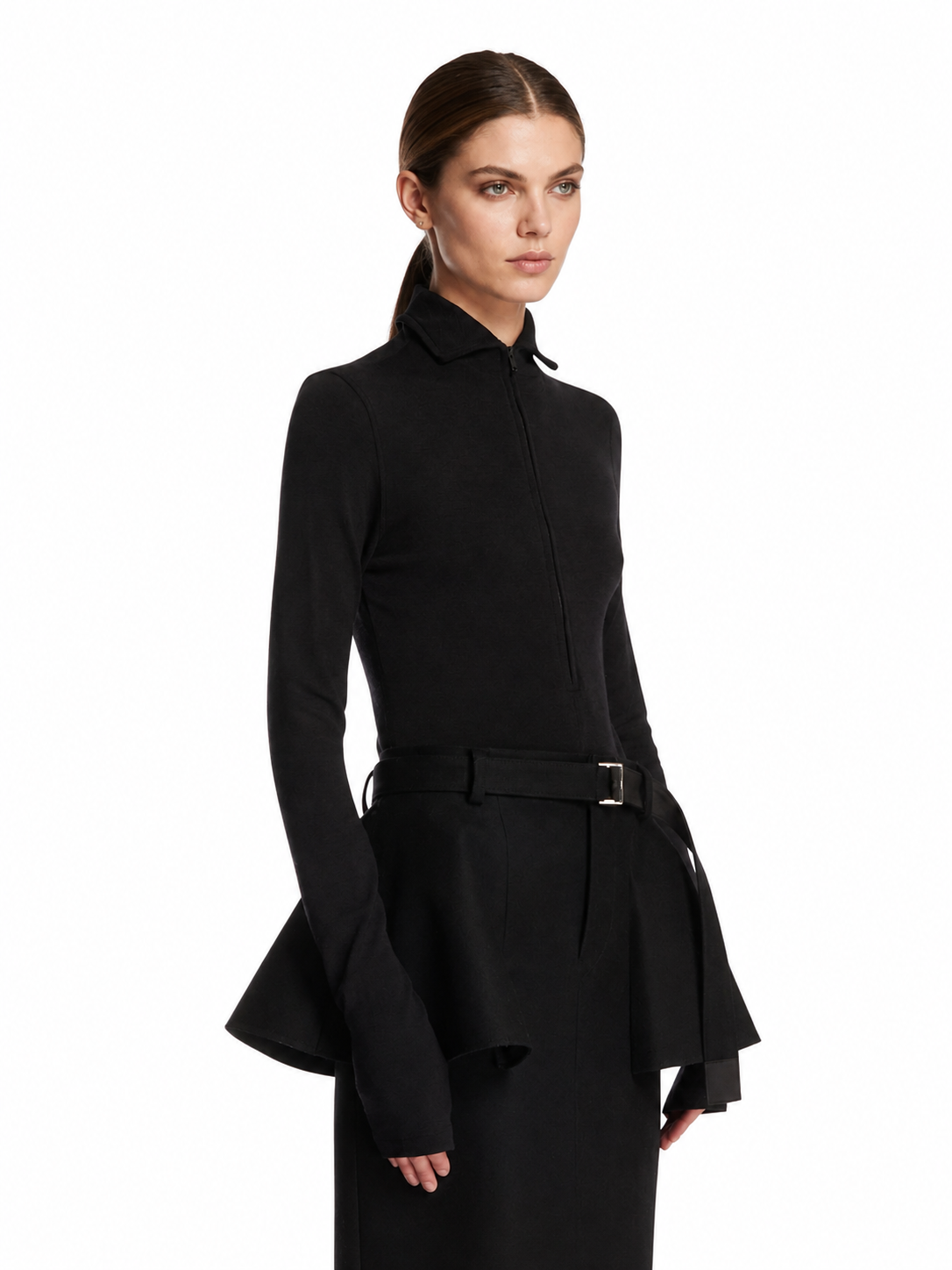 Slim-Fit Half-Zip Mock Neck Knit Top