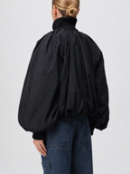 Oversized Balloon Sleeve Zip-Up Jacket