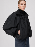 Oversized Balloon Sleeve Zip-Up Jacket