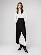 Elegant Layered Midi Skirt with Asymmetric Hem
