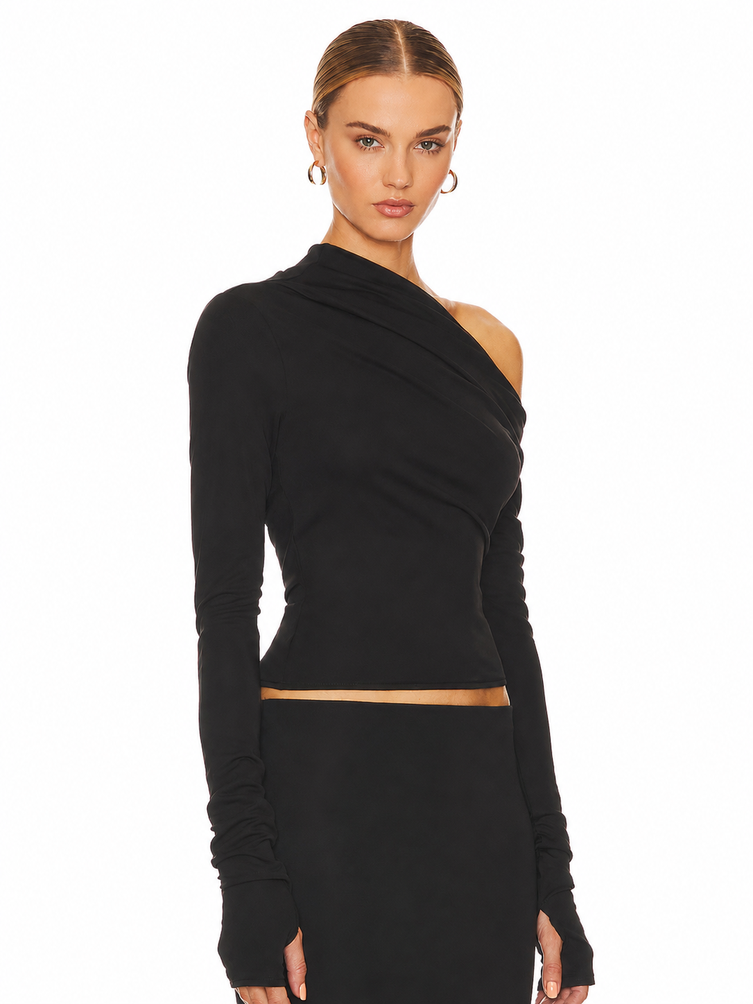 Asymmetric Draped Off Shoulder Top