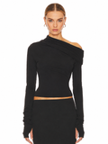 Asymmetric Draped Off Shoulder Top