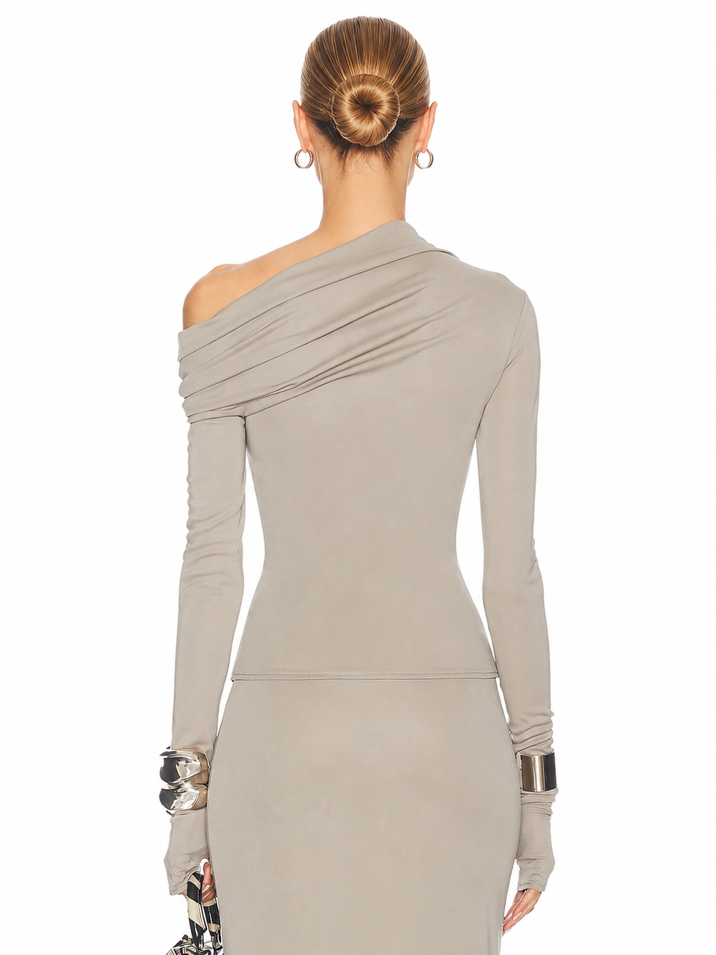 Asymmetric Draped Off Shoulder Top