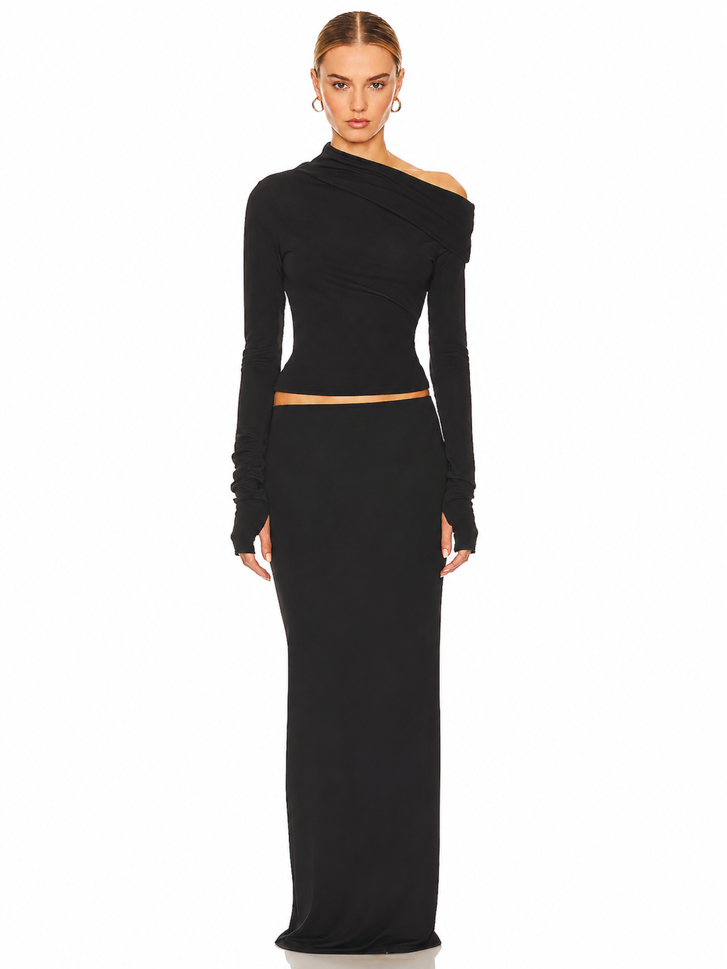 Asymmetric Draped Off Shoulder Top