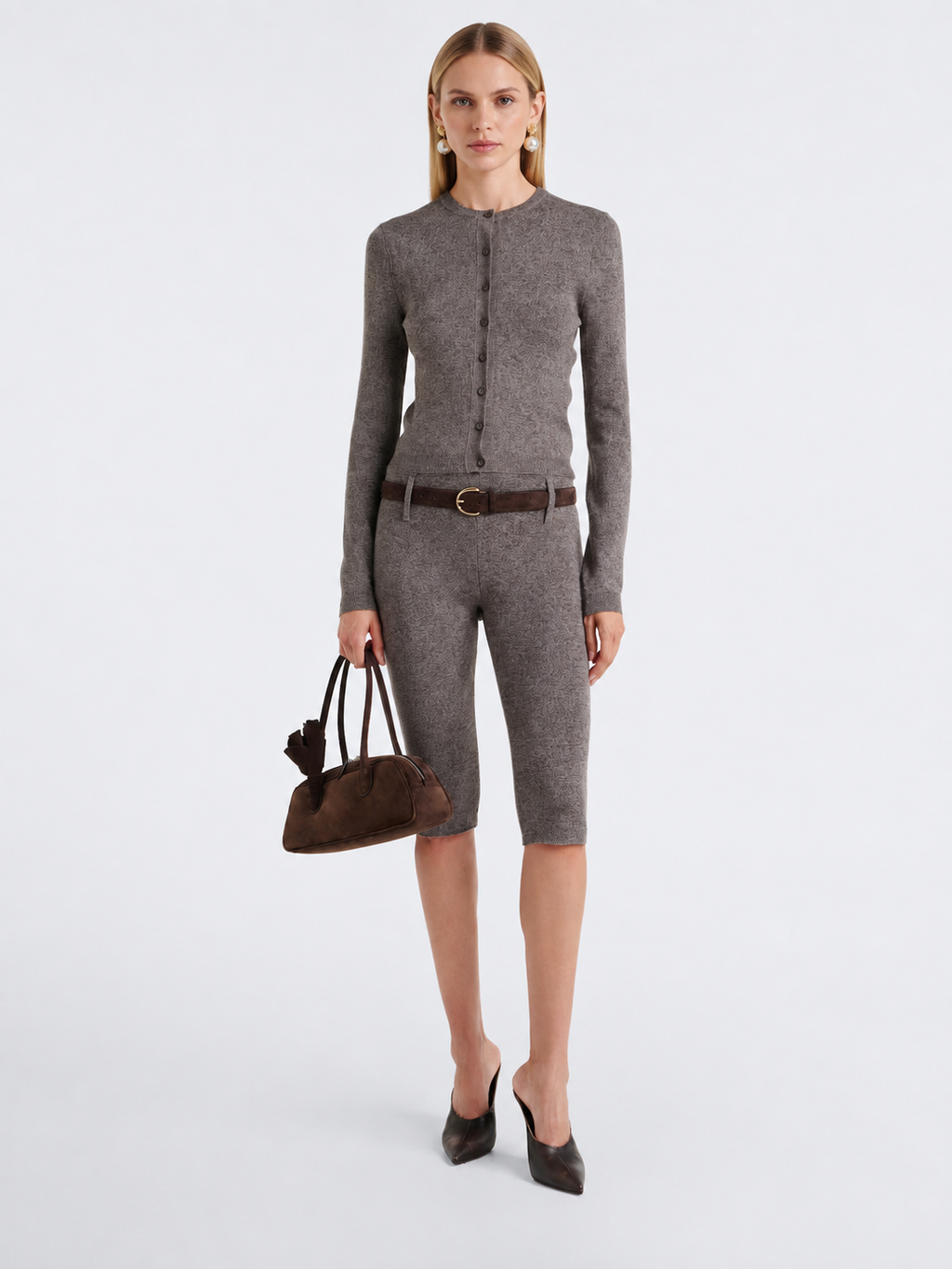 Textured Slim-Fit Button Cardigan