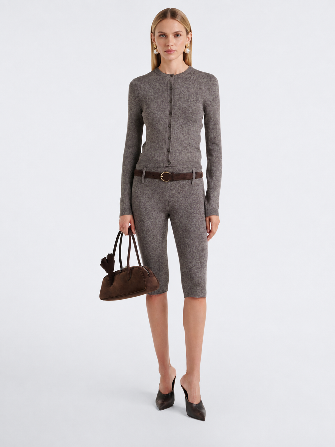 Textured Slim-Fit Button Cardigan