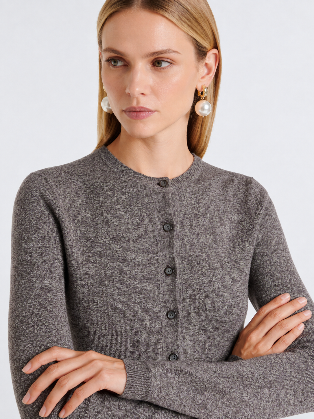 Textured Slim-Fit Button Cardigan