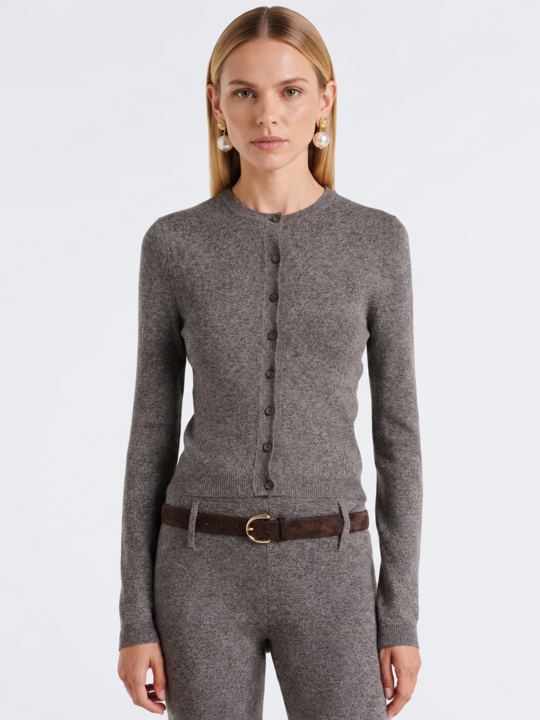 Textured Slim-Fit Button Cardigan