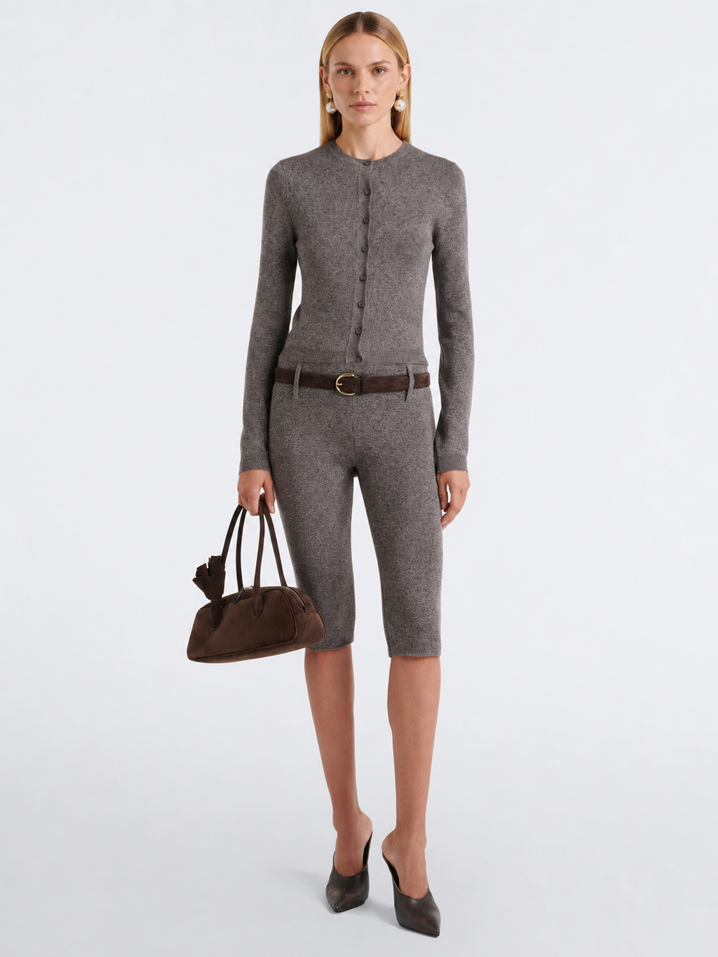 Heathered Slim-Fit Capri Pants