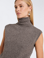 Textured Turtleneck Sleeveless Knit Top