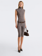 Textured Turtleneck Sleeveless Knit Top