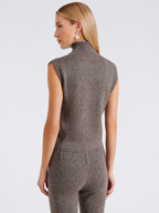 Textured Turtleneck Sleeveless Knit Top