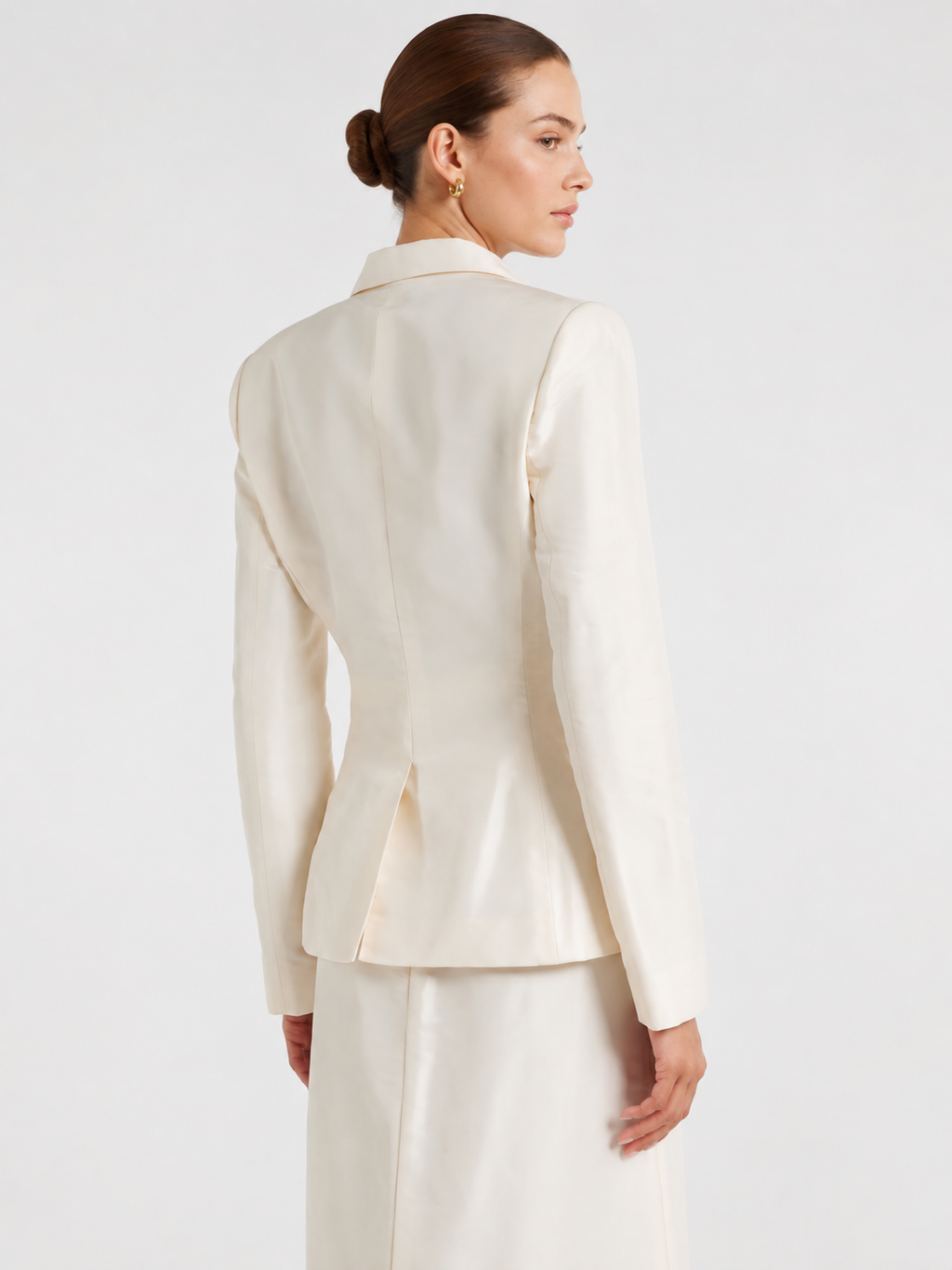 Ivory Satin Tailored Blazer