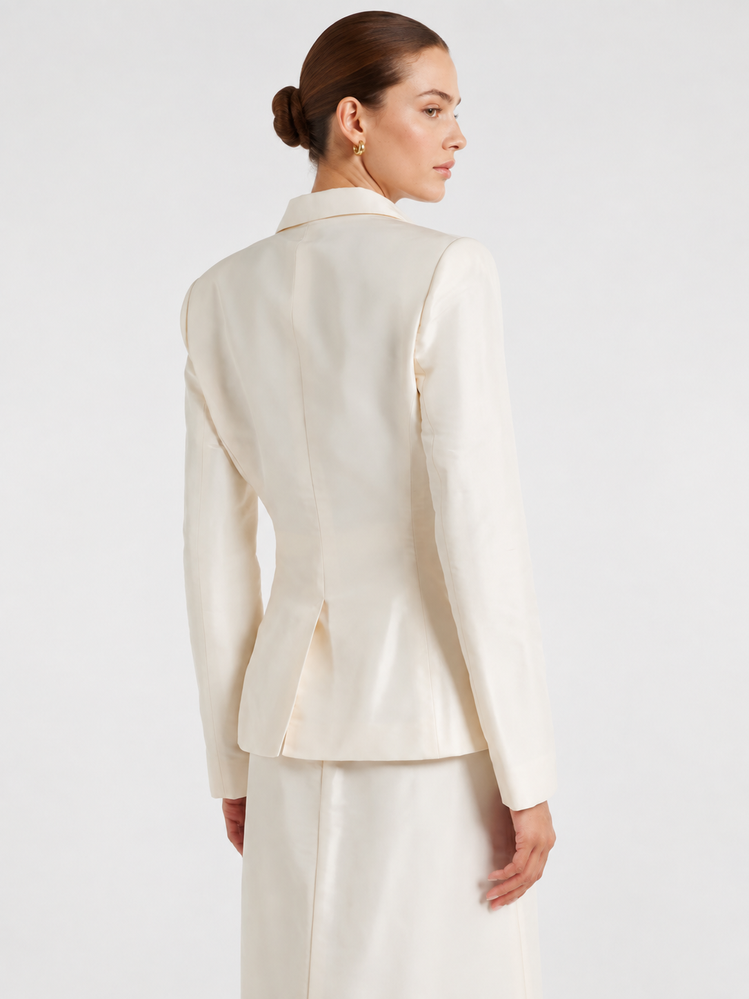 Ivory Satin Tailored Blazer