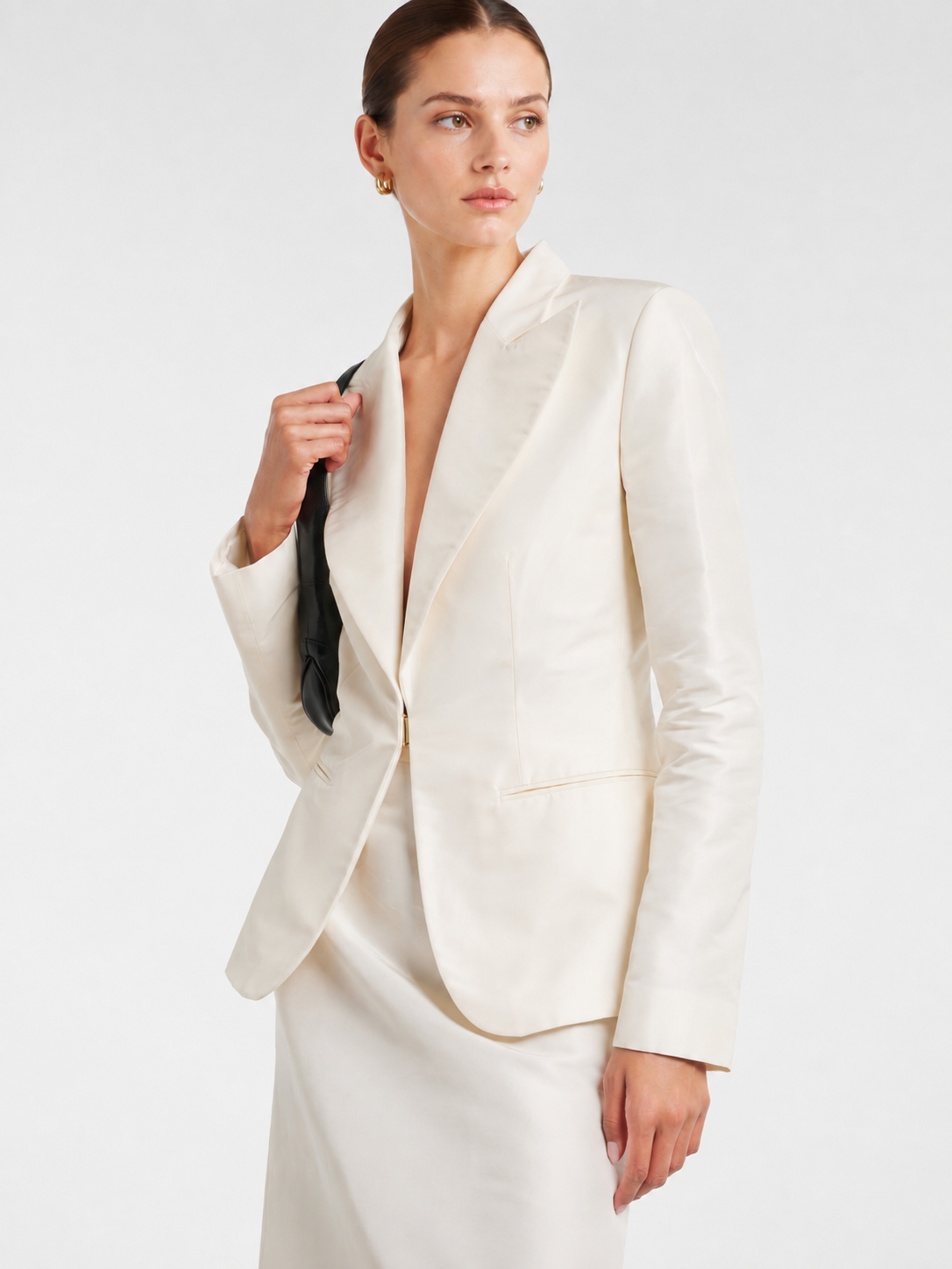 Ivory Satin Tailored Blazer