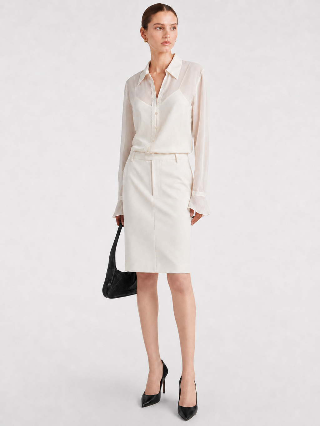 Ivory Sheer Chiffon Blouse