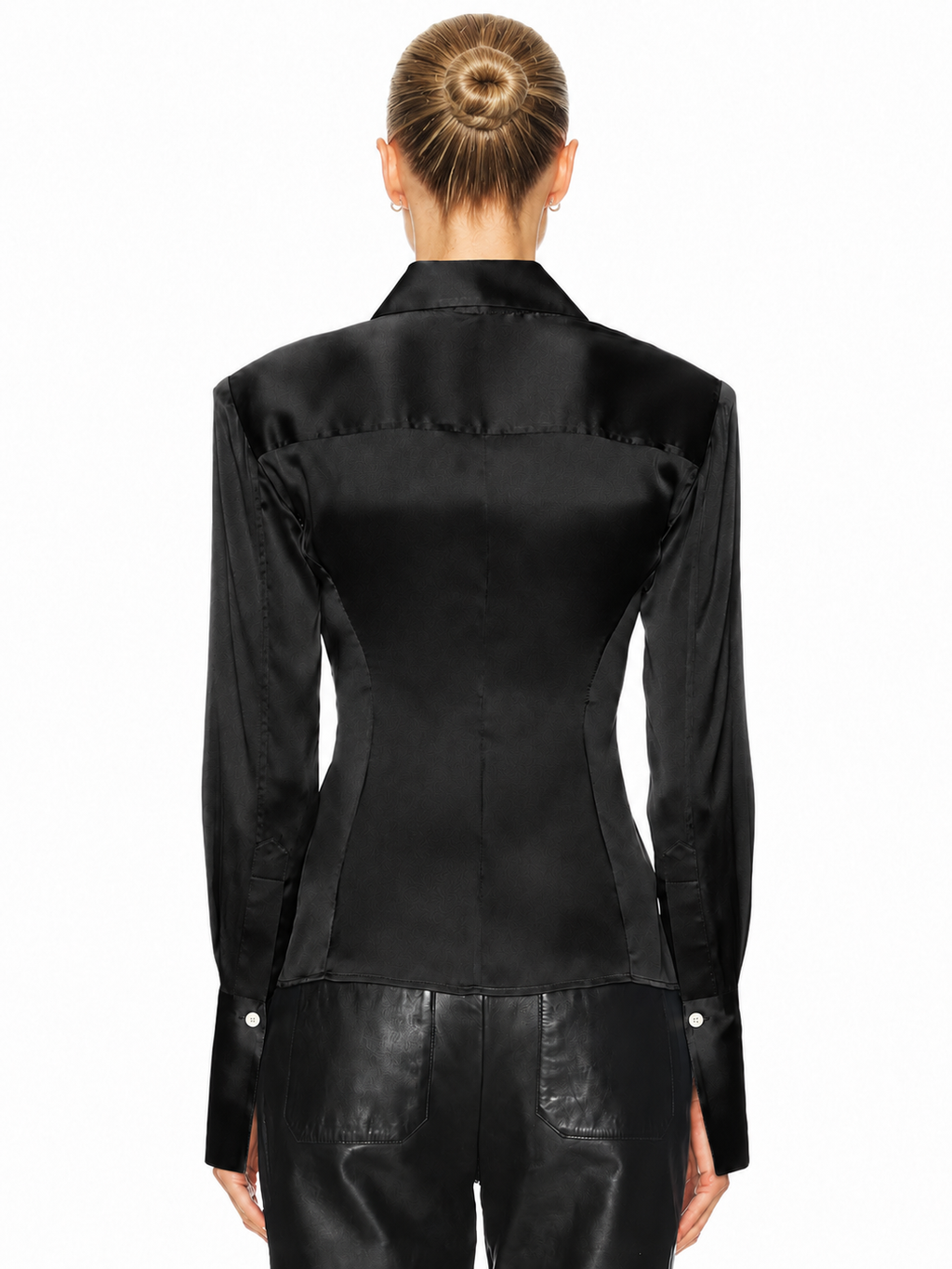 Sculpted Satin Button-Up Shirt