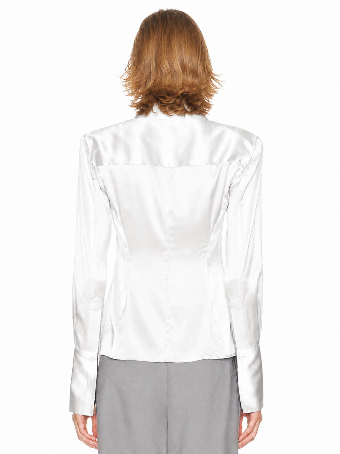 Sculpted Satin Button-Up Shirt