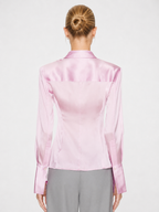 Sculpted Satin Button-Up Shirt
