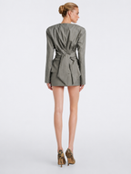 High Waist Tailored Mini Skirt with Pleated Detail