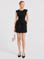High Waist Tailored Mini Skirt with Pleated Detail