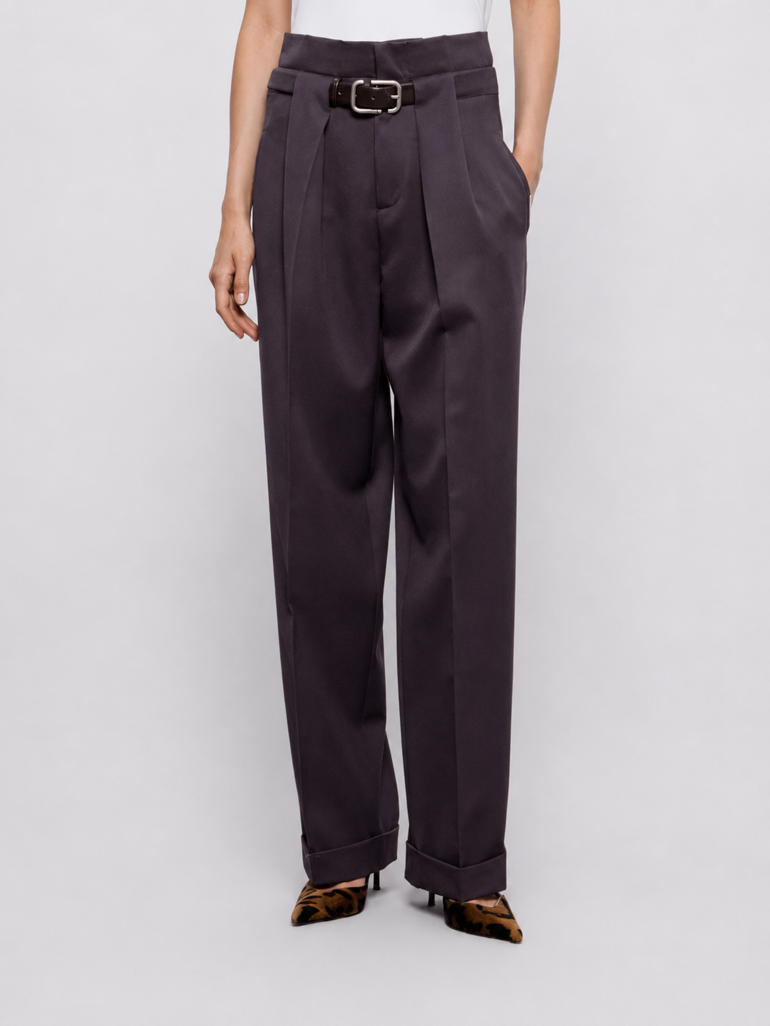 Belted Pleated Trousers
