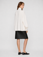 Asymmetric Fringe Turtleneck Knit Sweater