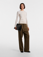 Tailored Cinched-Waist Blazer & Wide-Leg Pants Set