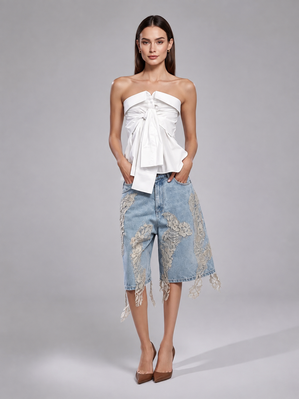 Strapless Twist Front Shirt Top