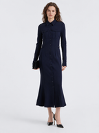 Navy Utility Button-Front Maxi Shirt Dress