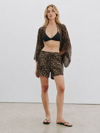 Leopard Print Drawstring Relaxed Shorts