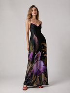 Floral Print Open-Back Maxi Dress